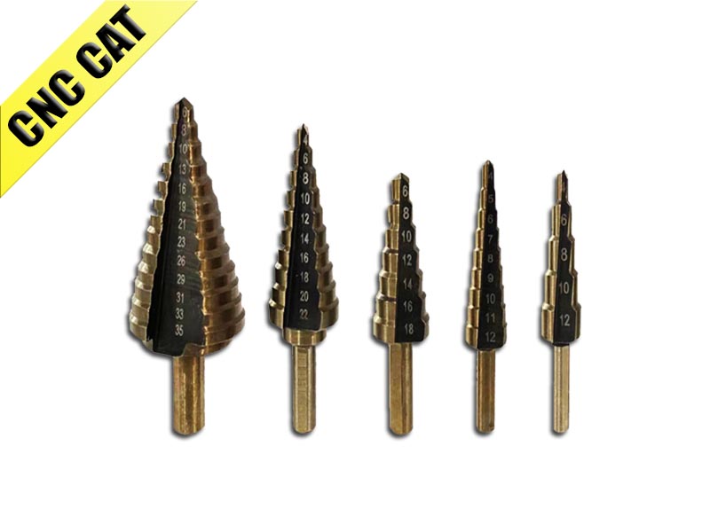 5pcs Straight Flute Step Drill Bit Aluminum Case